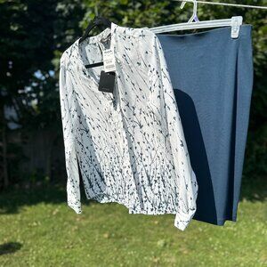 WOMENS NWT SKIRT AND COORDINATING BLOUSE SZ M SKIRT SZ 10